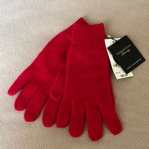 Charter Club Women’s Red Cashmere Gloves Touchscreen One Size NWT
